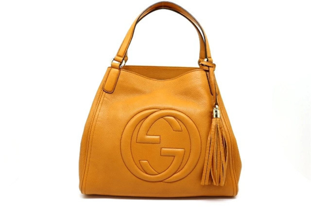 Gucci Soho Calfskin Shoulder Bag Orange Fringe